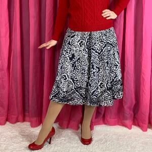 Chicos cotton‎ and silk boho sequin fit and flare midi skirt, size 1